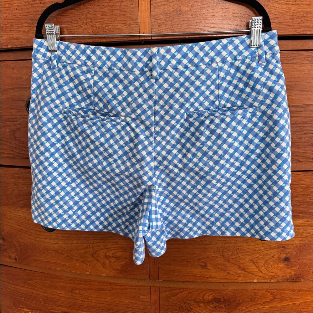 Lilly Pulitzer Boca Blue and White Gingham 5” High Rise Shorts - Picture 2 of 6